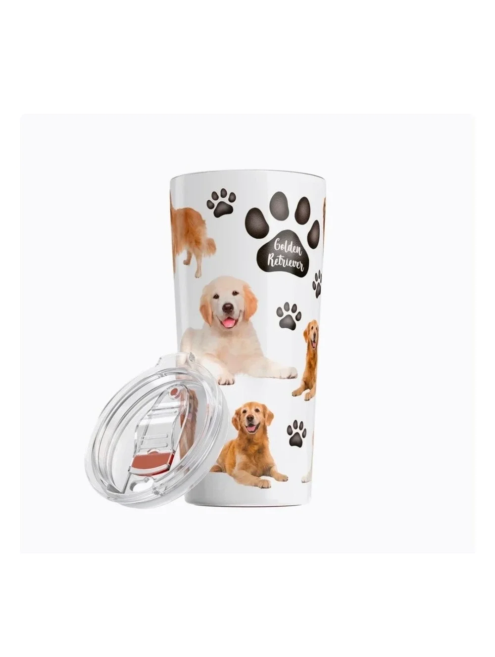 Insulated Stainless Steel Travel Tumbler with Golden Retriever Design 20 oz.